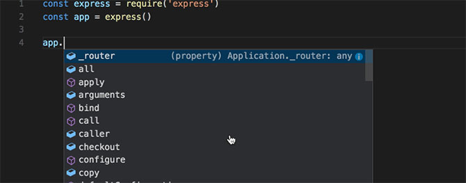 intellisense de visual studio code en action - Code Visual Studio vs Atom: quel &eacute;diteur de texte vous convient le mieux?