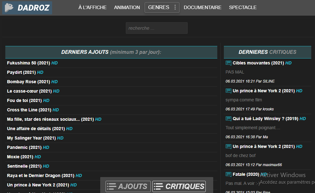 Capture 16 - Dadroz un nouveau site de film gratuit sans égale en 2023